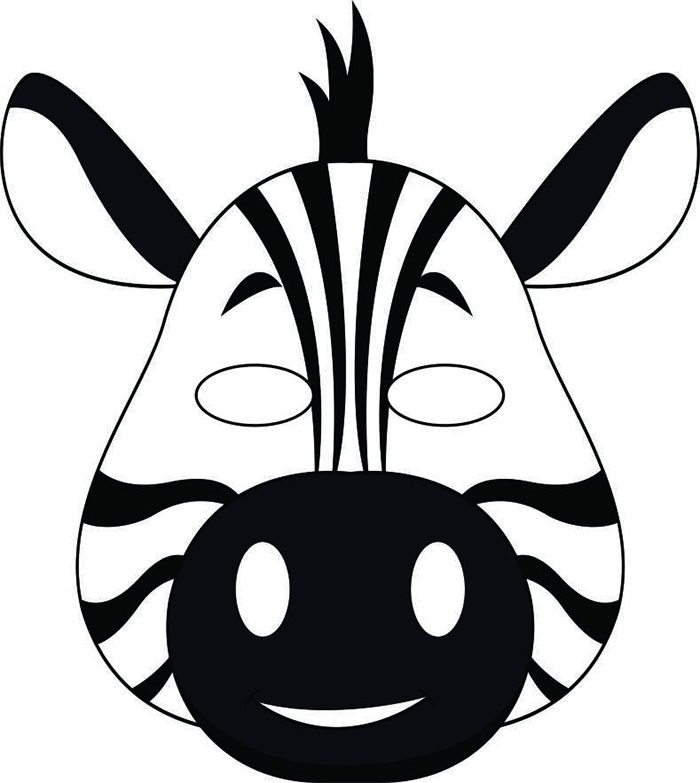 çocuklar için hazır kağıttan Zebra maskesi şablonu